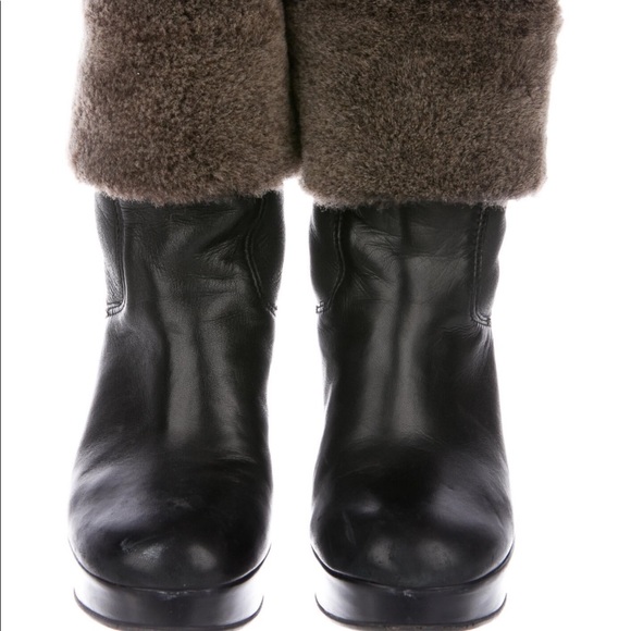 Stuart Weitzman Boots Fur Boots Leather Wedge Shearling size 36 - Picture 2 of 11